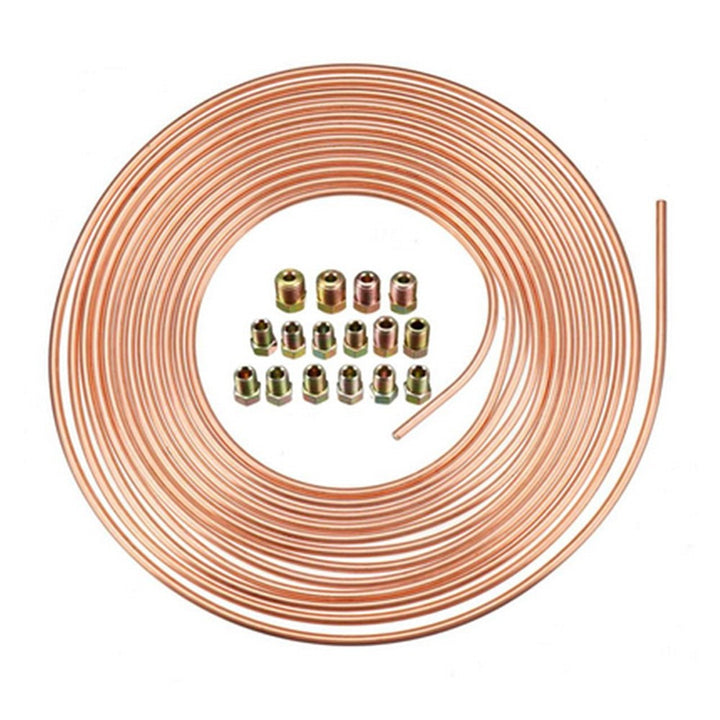 Car Accessory Parts Copper Nickel Brake Line Tubing Kit 25ft 7.62m Coil Rolls Fittings Spring Auto Replacement Parts Brake Hoses