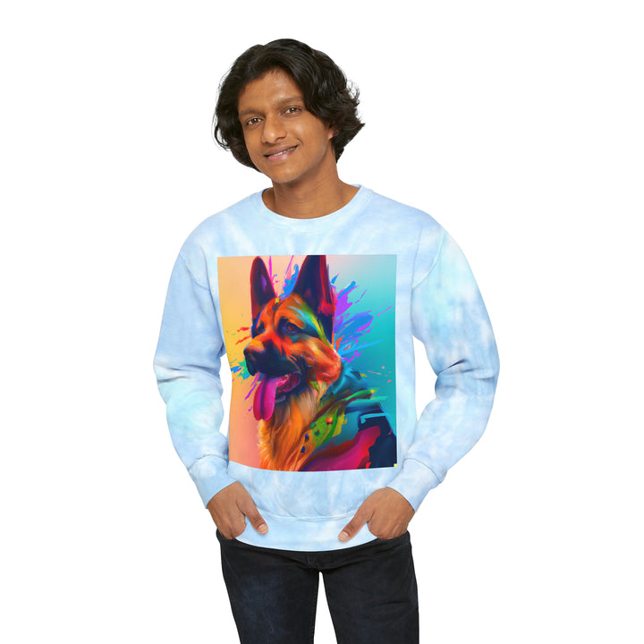 German Shepherd Pop Art Unisex Tie-Dye Sweatshirt