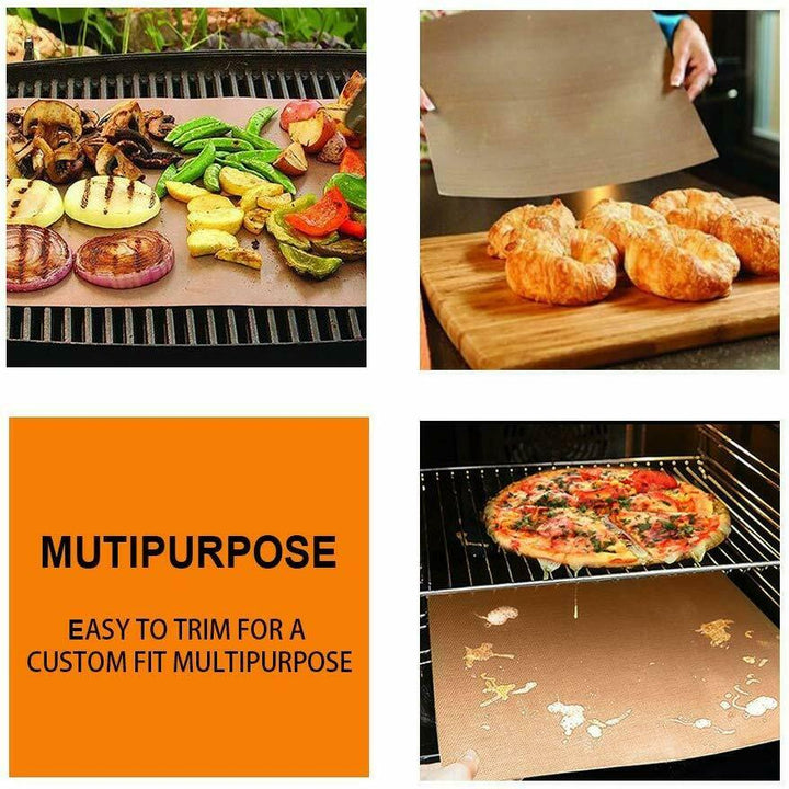 5pc Copper Grill Mats Baking Non Stick BBQ Mat Pad Bake Cooking Oven Sheet Liner