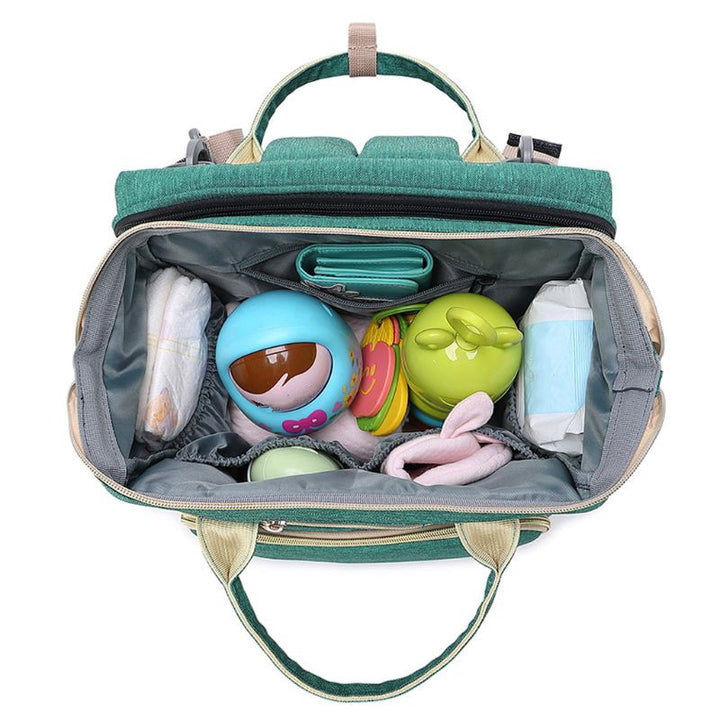 Unisex Baby Nappy Changing Bag Portable Large Capacity Folding Crib Bed Diaper Backpack Stroller Straps Travel Outdoor Rucksack