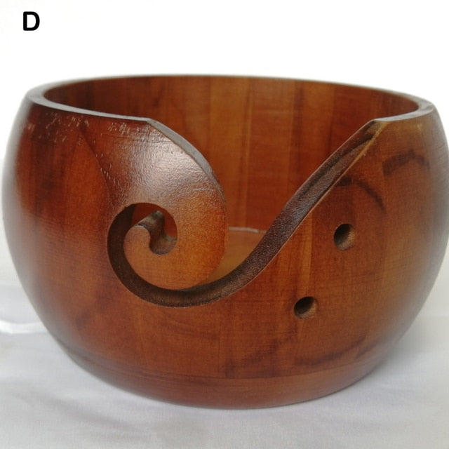 Natural Wooden Yarn Storage Bowl