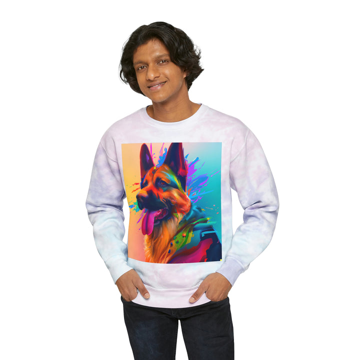 German Shepherd Pop Art Unisex Tie-Dye Sweatshirt