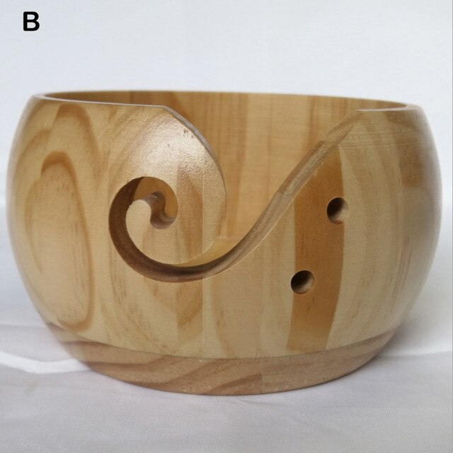 Natural Wooden Yarn Storage Bowl