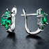 18K White Gold Plated 6 Sided Emerald Stone Created Earring