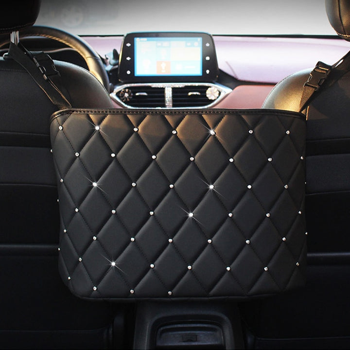 Car Handbag Holder Luxury Leather Seat Back Organizer Mesh Large Capacity Bag Automotive Goods Storage Pocket Seat Crevice Net